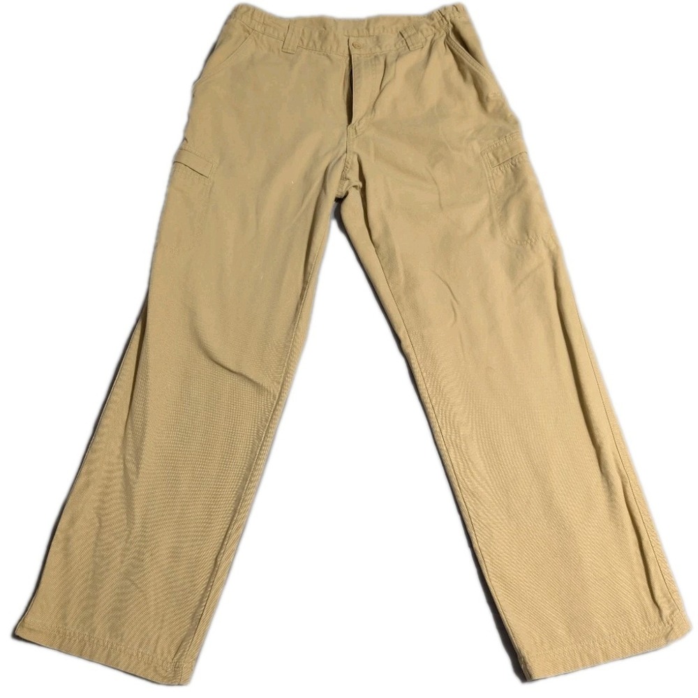 LL Bean Pathfinder Canvas Pants Mens 35x32 Khaki Utility Outdoor Hiking